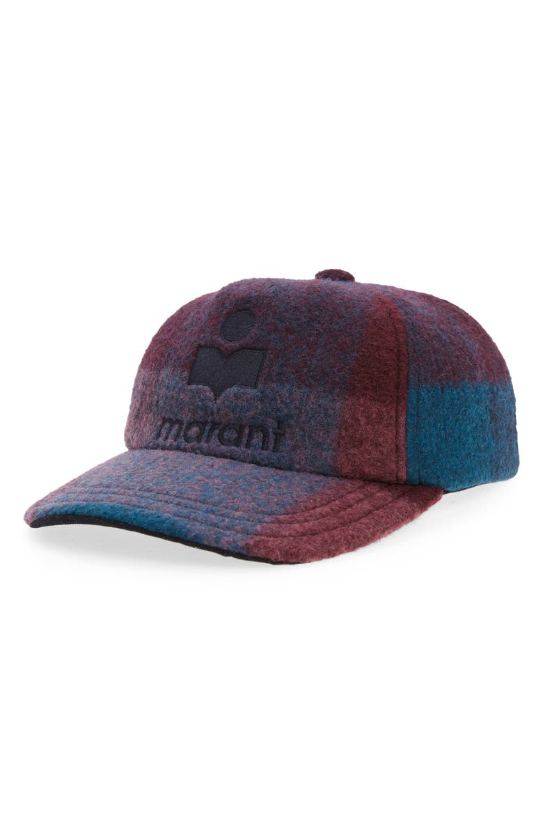 Isabel Marant Tyron Logo Check Blanket Baseball Cap, Main, color, 