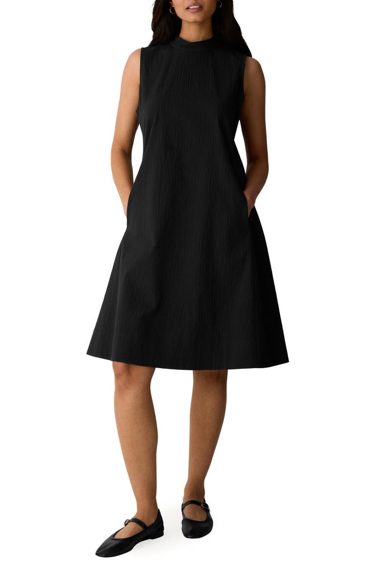 Mock Neck Sleeveless Dress, Main, color, BLACK