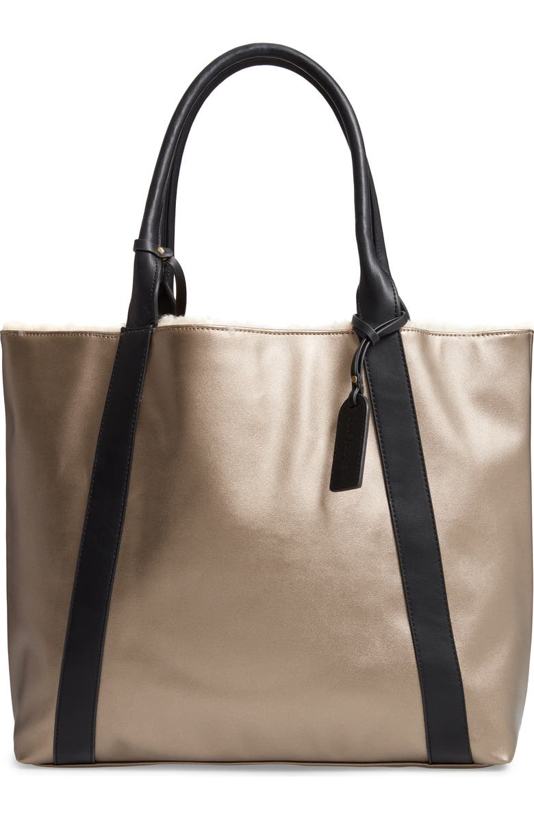 Sole Society Drury Faux Shearling Reversible Tote, Main, color,
