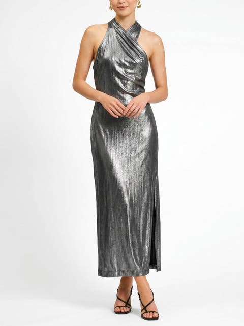 Harland Crossover Halter Maxi Dress