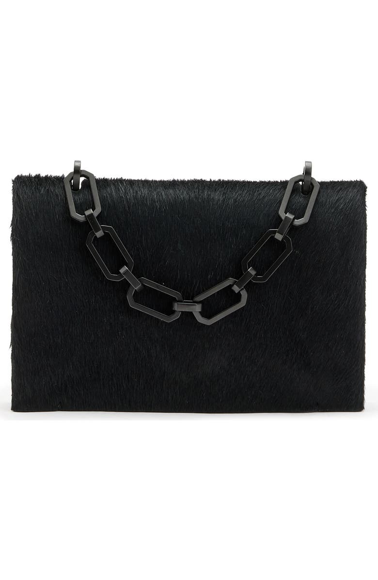 AllSaints Yua Luxe Genuine Calf Hair Clutch, Main, color,
