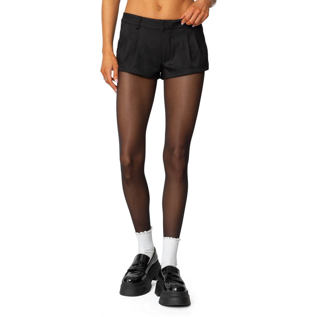 Edikted Kera Front Pleat Micro Shorts In Black