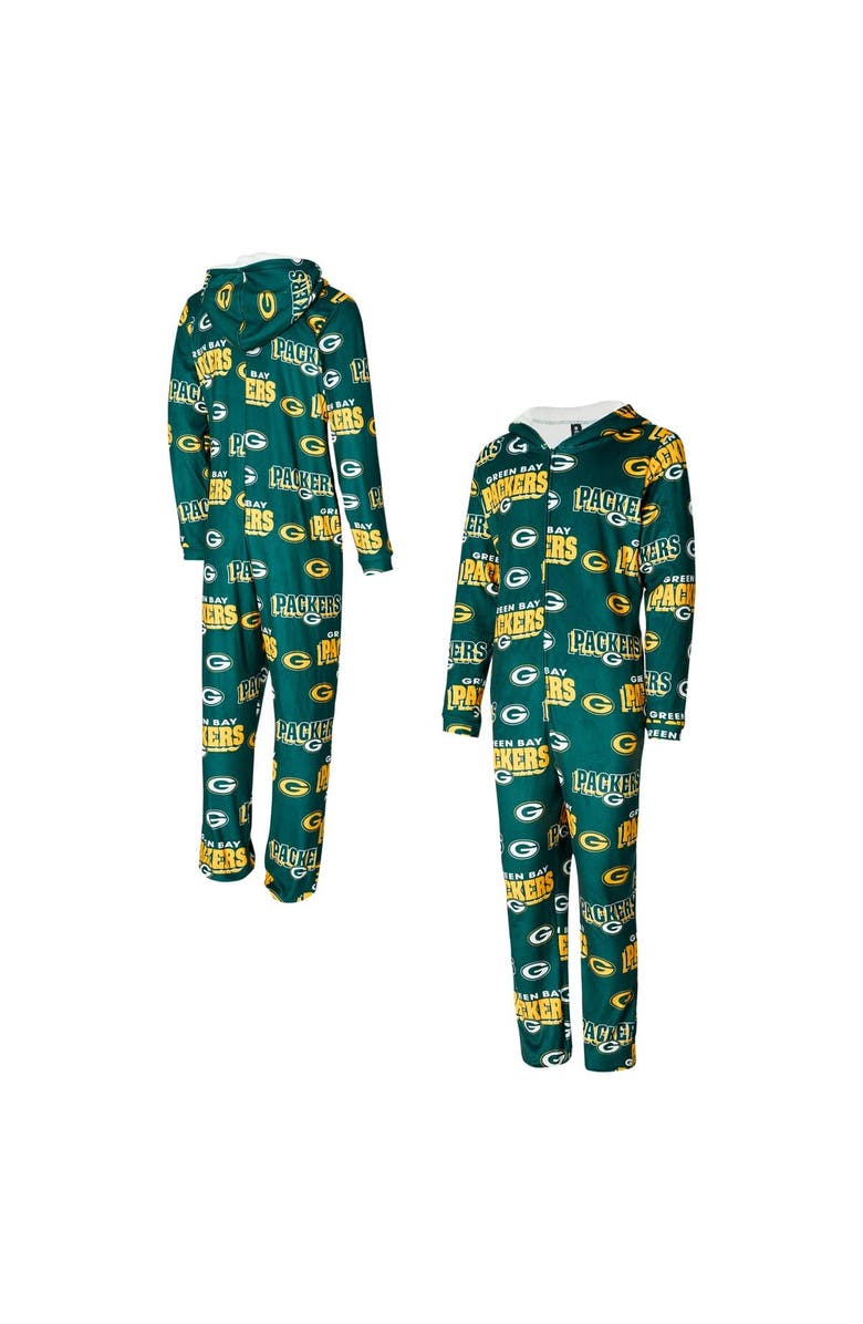 CONCEPTS SPORT Women's Concepts Sport Green Green Bay Packers  Roadway Allover Print Microfleece Full-Zip Union Suit, Main, color, 