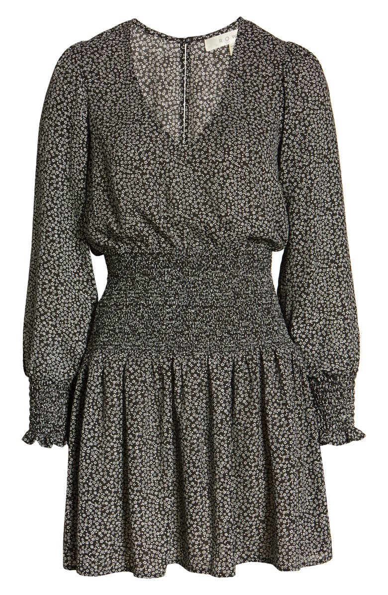 Row A Floral Smocked Long Sleeve Minidress | Nordstromrack