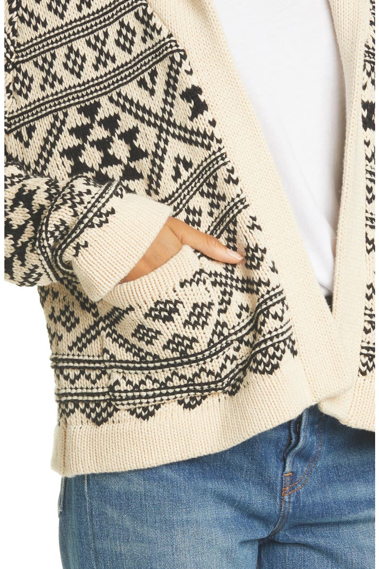 Lodge Fair Isle Open Front Cardigan, Alternate, color, CREAM