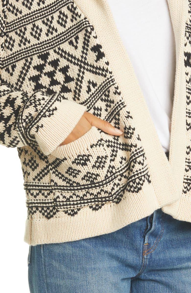 THE GREAT. Lodge Fair Isle Open Front Cardigan, Alternate, color, 