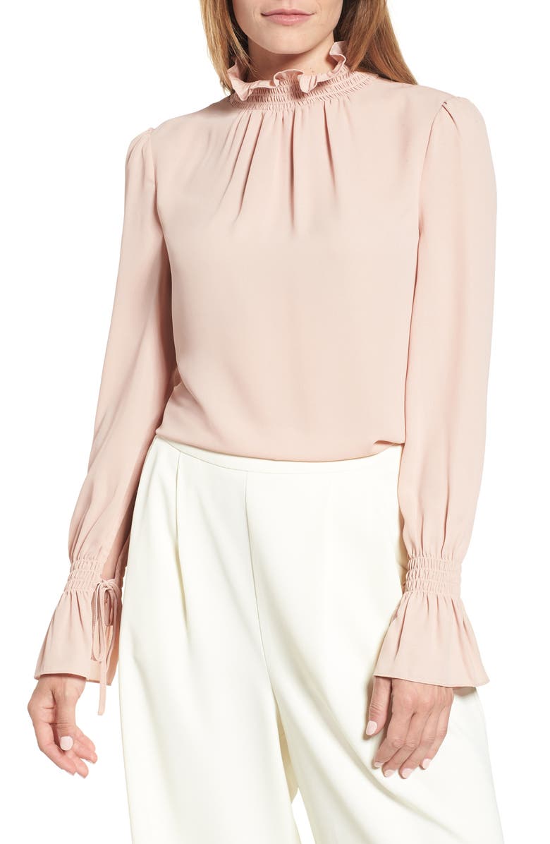 Vince Camuto Smocked Neck Blouse, Main, color, 