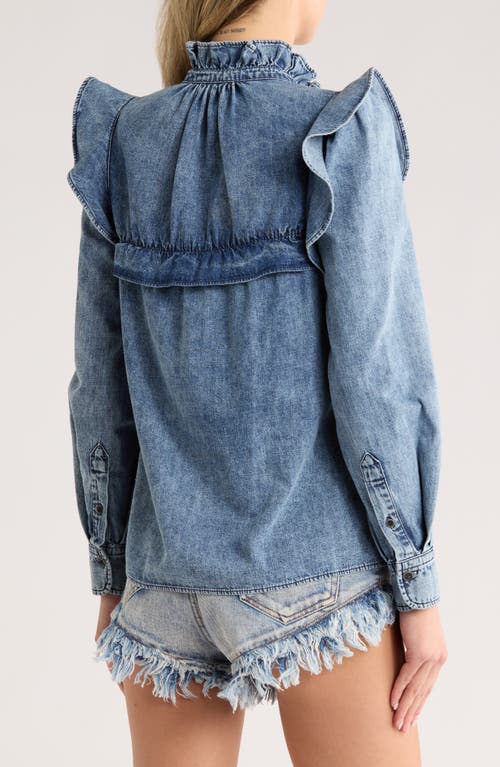 Isabel Marant Étoile Idety Ruffle Denim Button-up Shirt In Blue