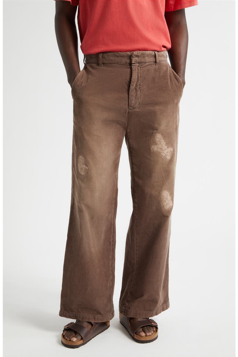 Sune Distressed Corduroy Bootcut Pants, Main, color, BROWN