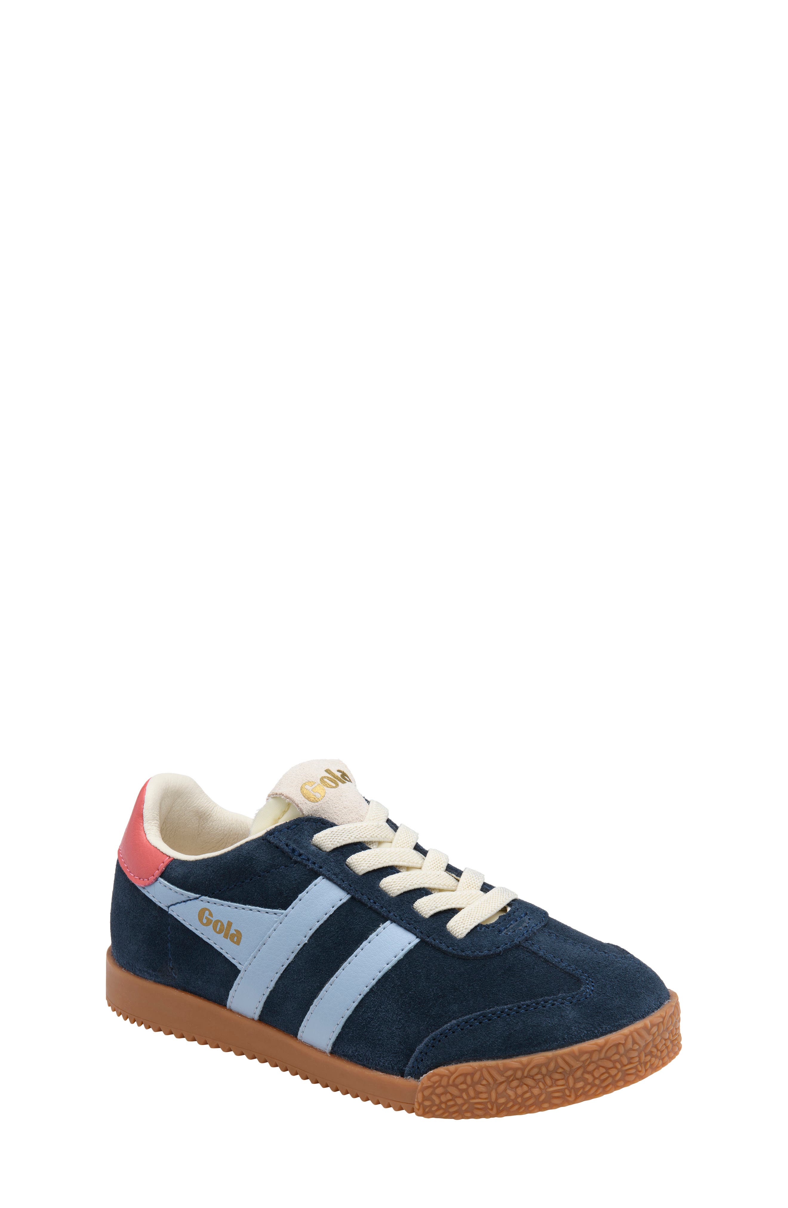 Kids' Elan Leather Sneaker, Main, color, NAVY/ AIR/ CORAL