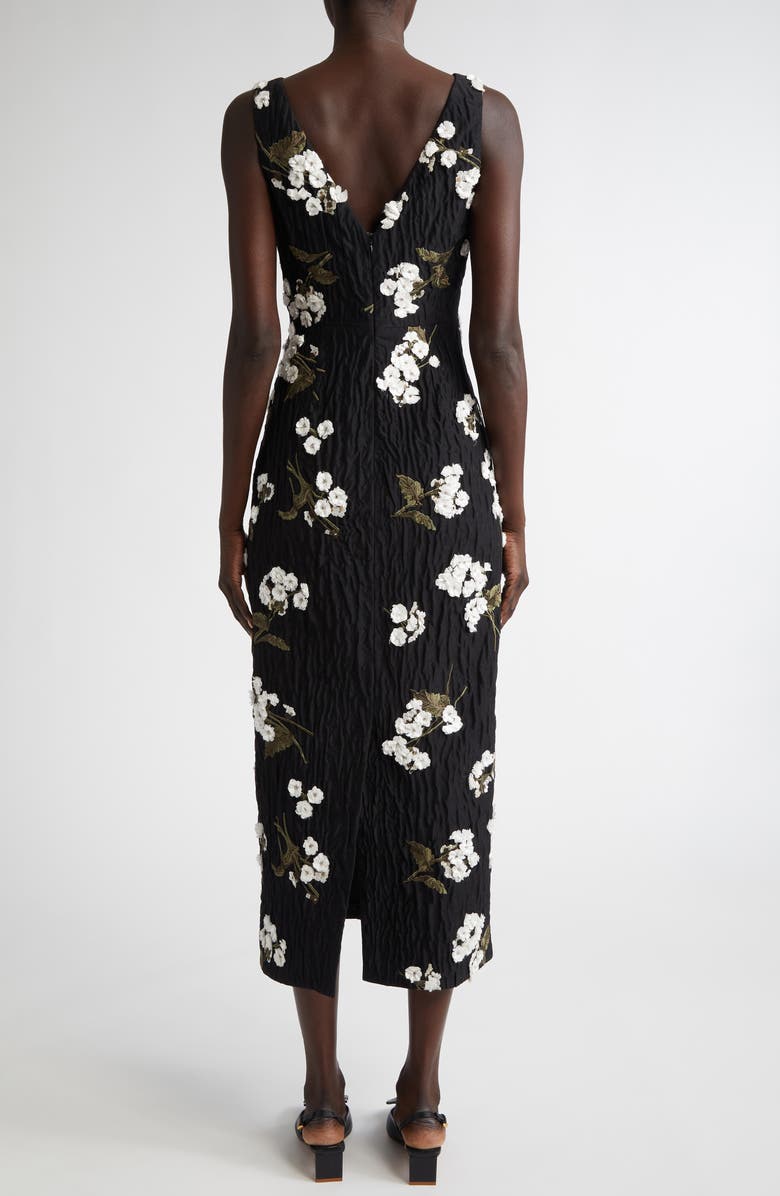Erdem Floral Appliqué Cloqué Cocktail Dress, Alternate, color, 