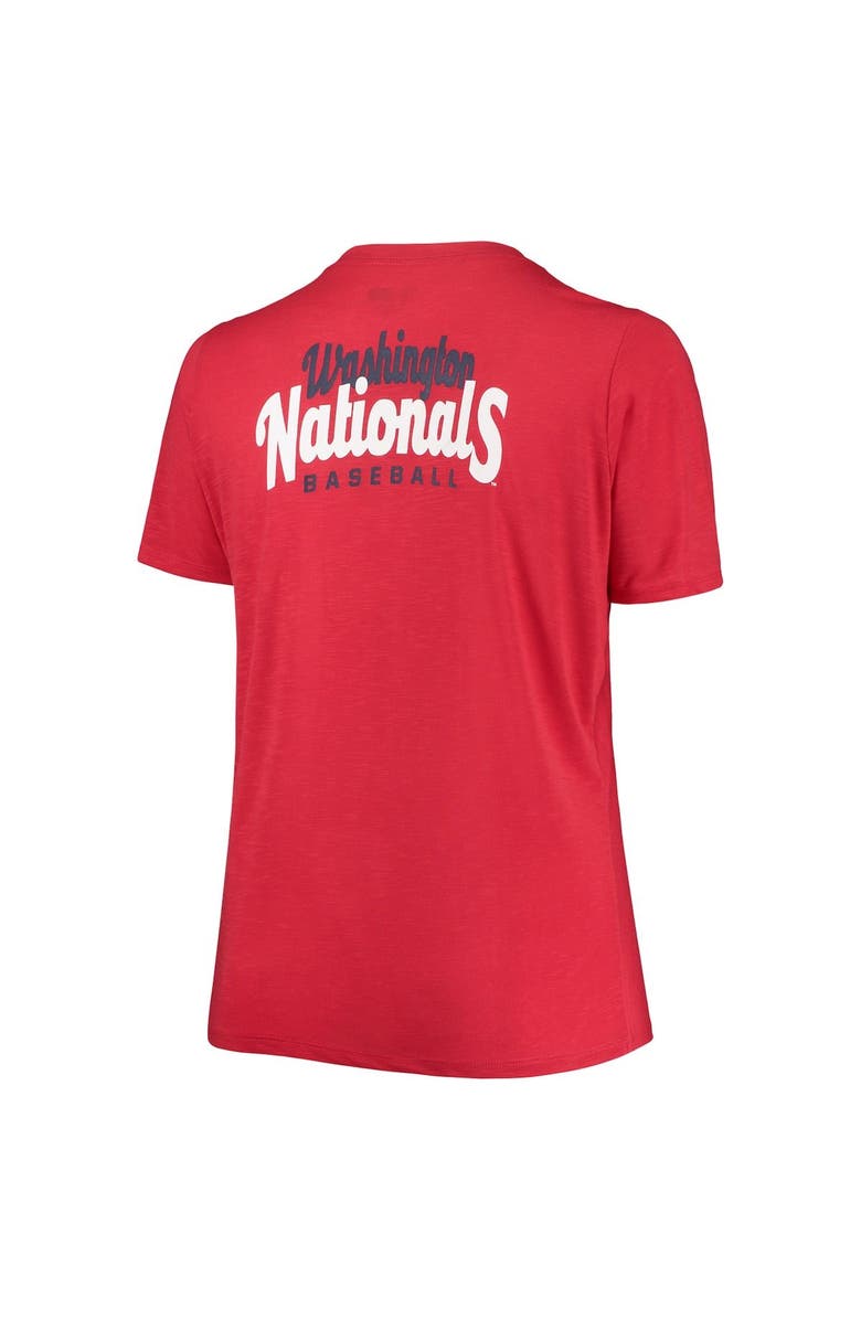 New Era Women's New Era Red Washington Nationals Plus Size 2-Hit Front Knot T-Shirt, Alternate, color, Red