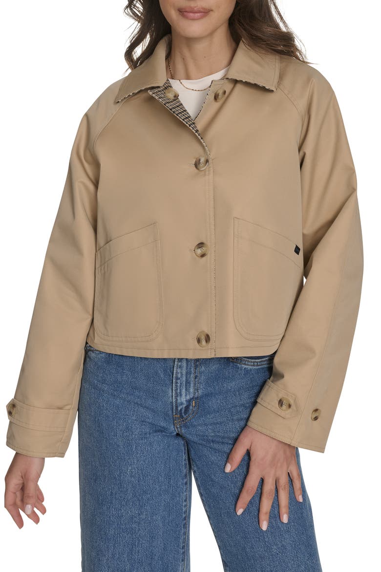 Reversible Crop Trench Jacket, Main, color, KHAKI