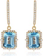 SUZY LEVIAN Semiprecious Stone Halo Drop Earrings