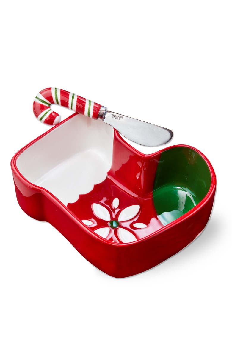 tag Christmas Stocking Bowl and Candy Cane Spreader Set, Main, color, Multicolored