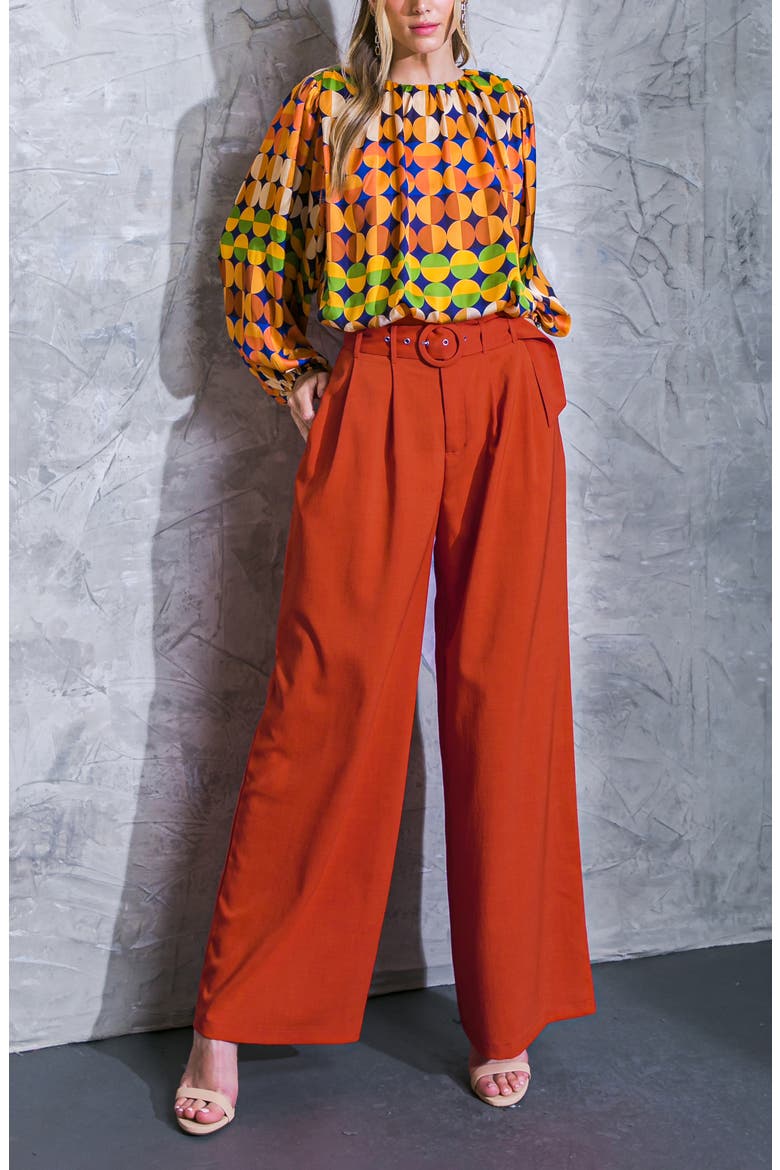 Belted Wide Leg Pants, Alternate, color, BURNT ORANGE