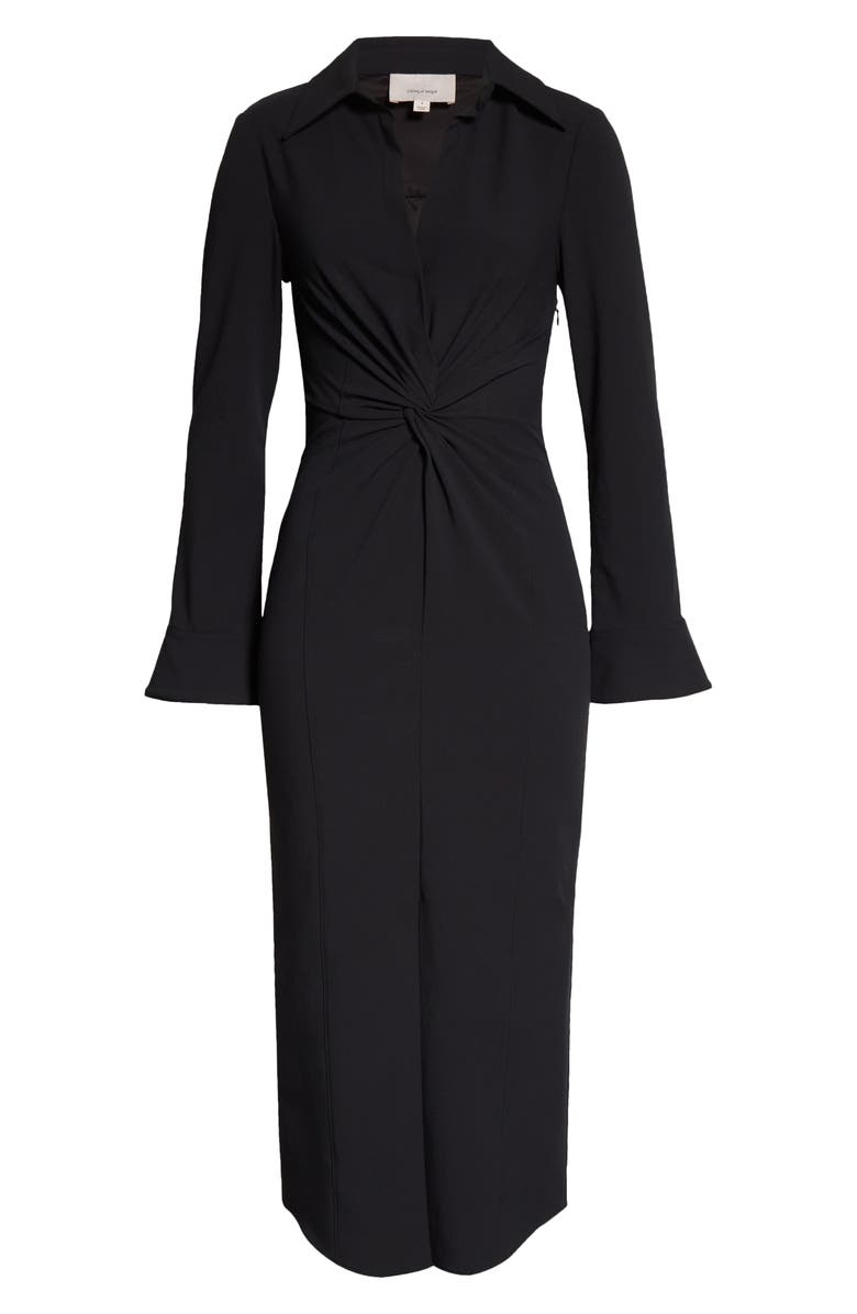 Cinq à Sept Mckenna Long Sleeve Midi Dress, Alternate, color, Black