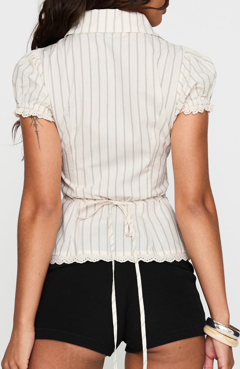 Princess Polly Deserve You Puff Sleeve Shirt, Alternate, color, Cream Stripe