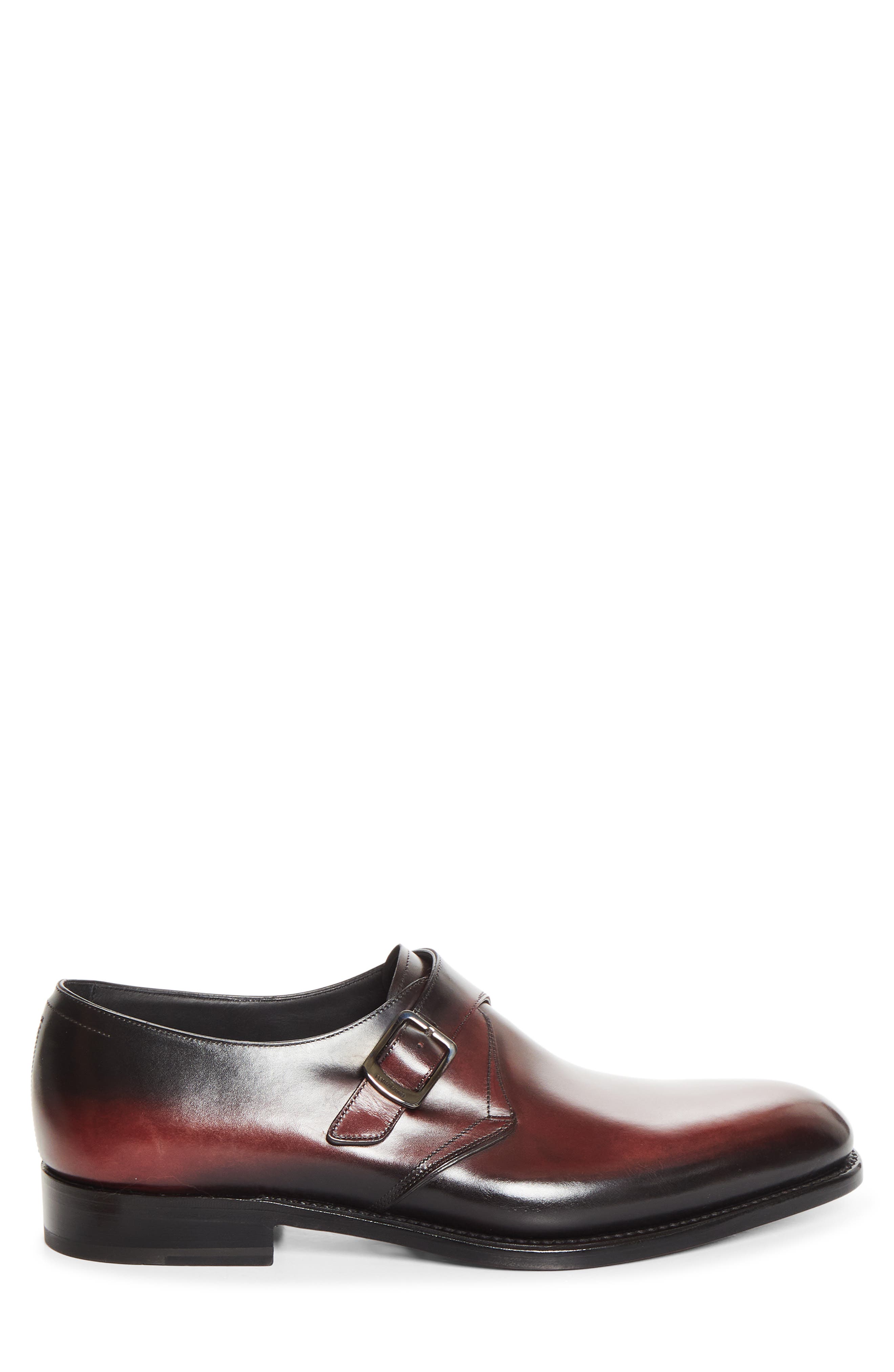 FERRAGAMO Sullivan Single Monk Strap Oxford, Alternate, color, Cordovan/ Nero