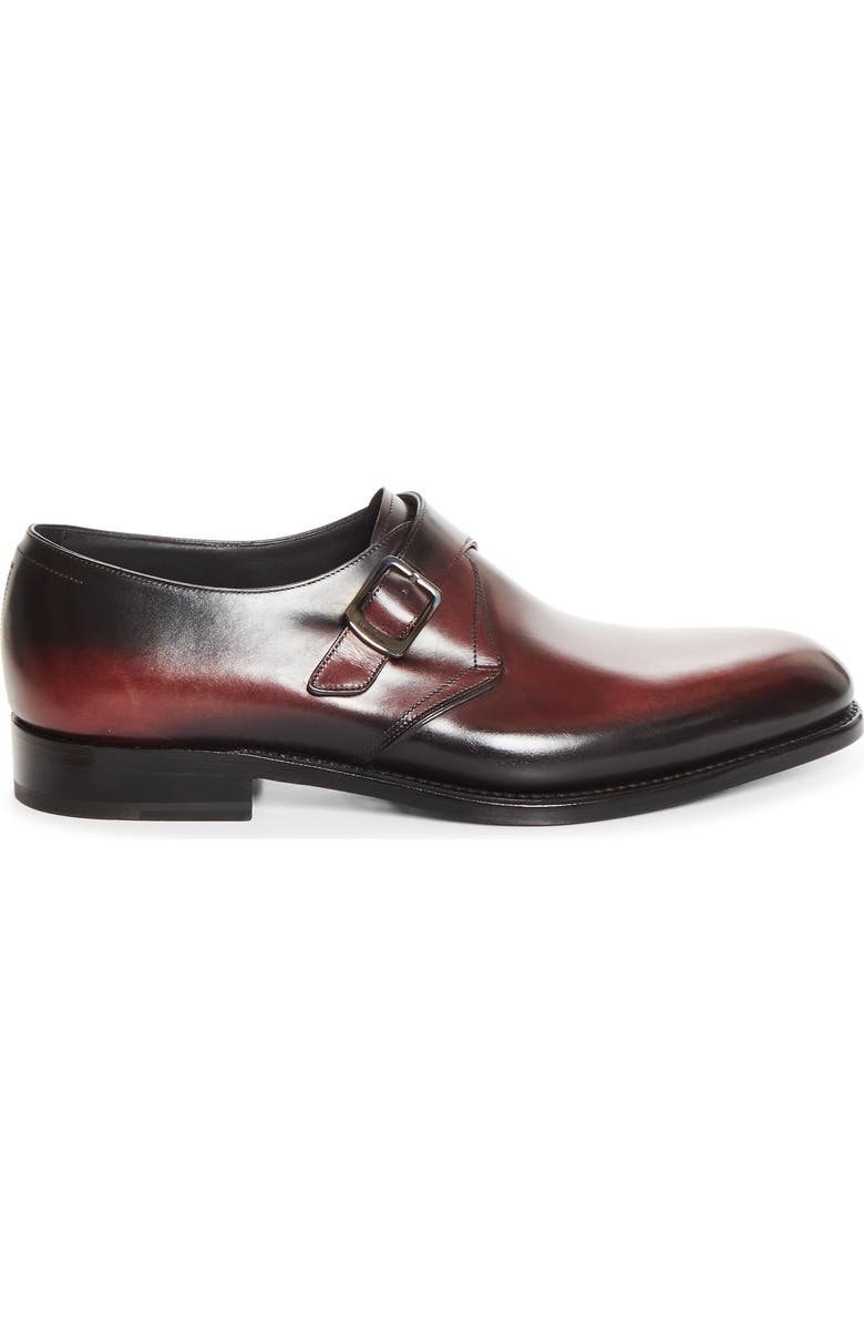 FERRAGAMO Sullivan Single Monk Strap Oxford, Alternate, color, Cordovan/ Nero