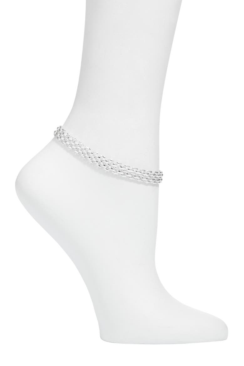 Francis Mesh Chain Anklet, Main, color, SILVER