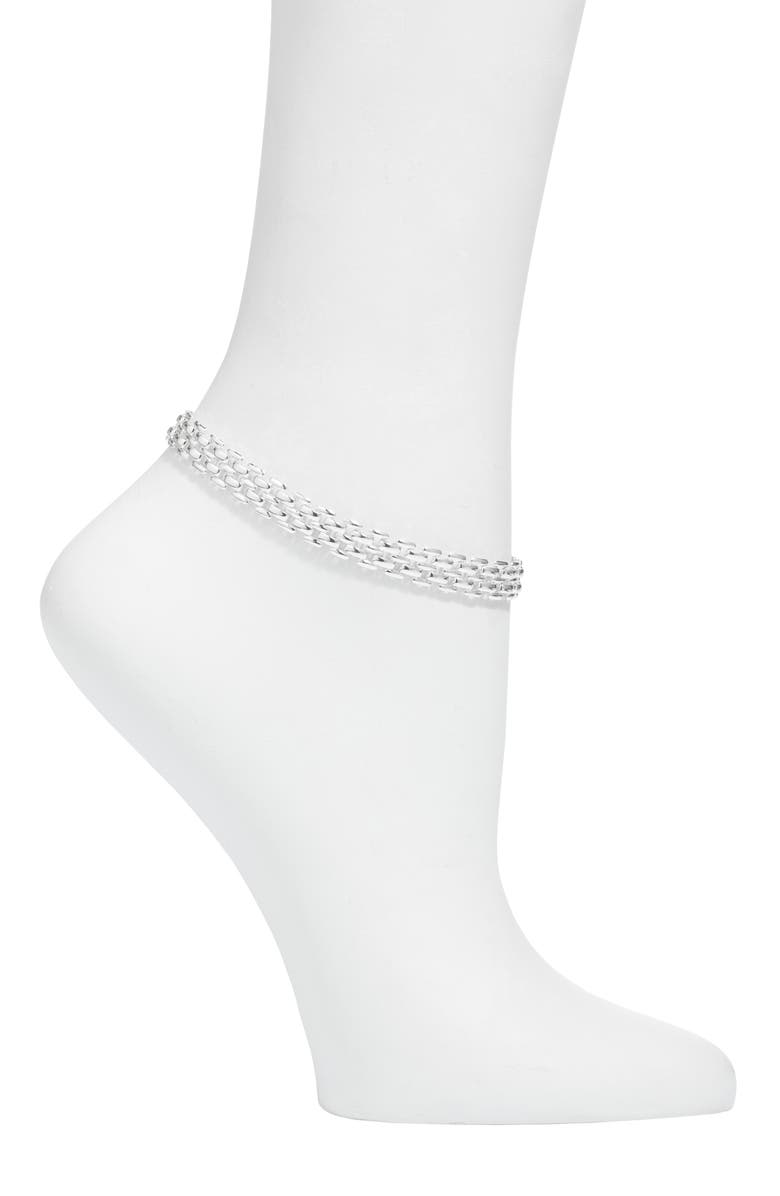 JENNY BIRD Francis Mesh Chain Anklet, Main, color, Silver