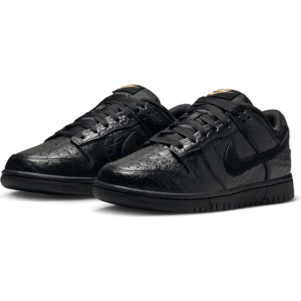 Nike Dunk Low Croc Embossed Basketball Sneaker In Black