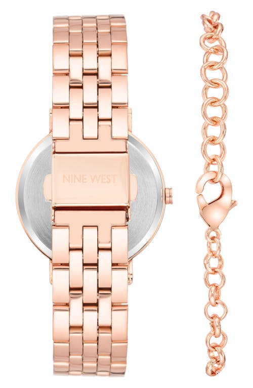 Nine West Shimmer Dial Quartz Bracelet Watch & Chain Bracelet Set, 36mm In Gold