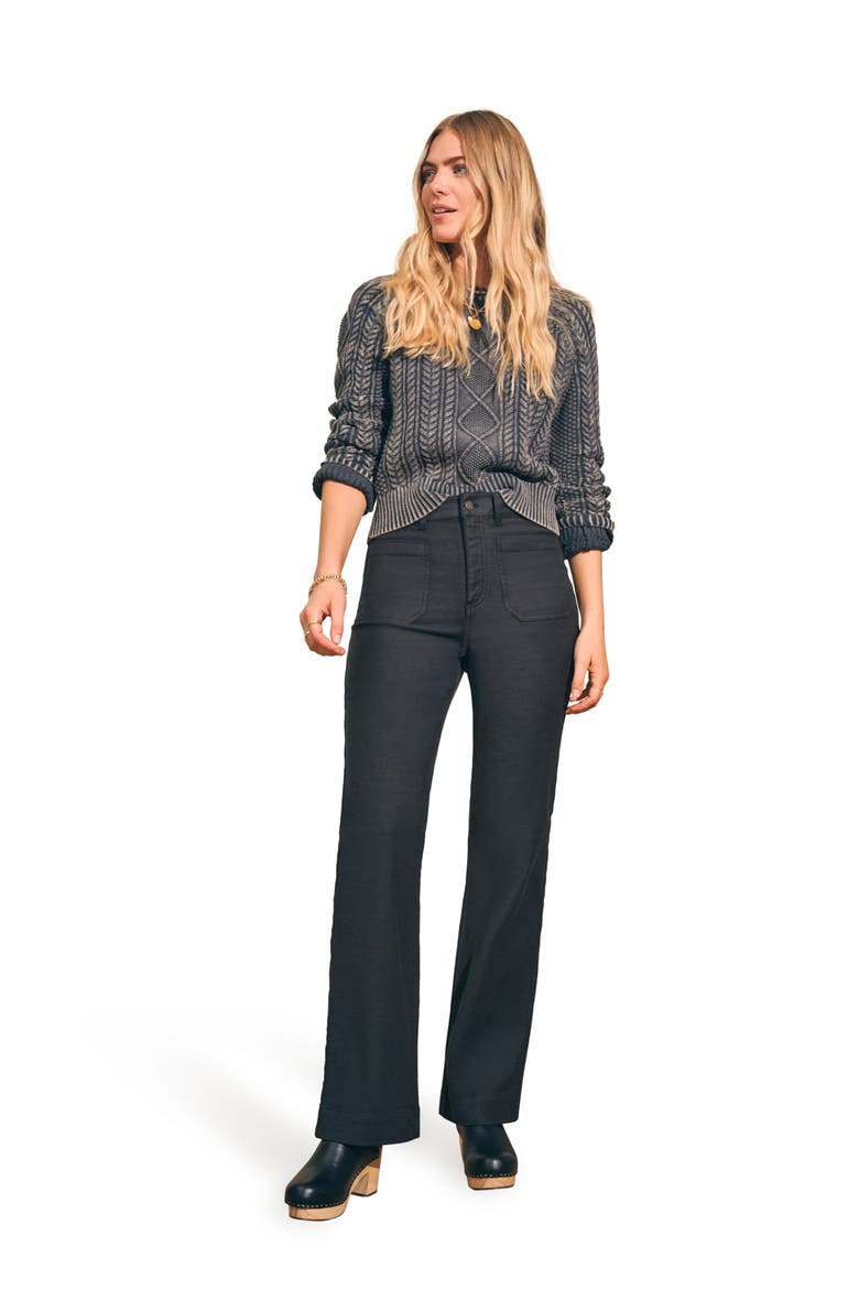 Stretch Terry Wide Leg Pants, Alternate, color, WASHED BLACK