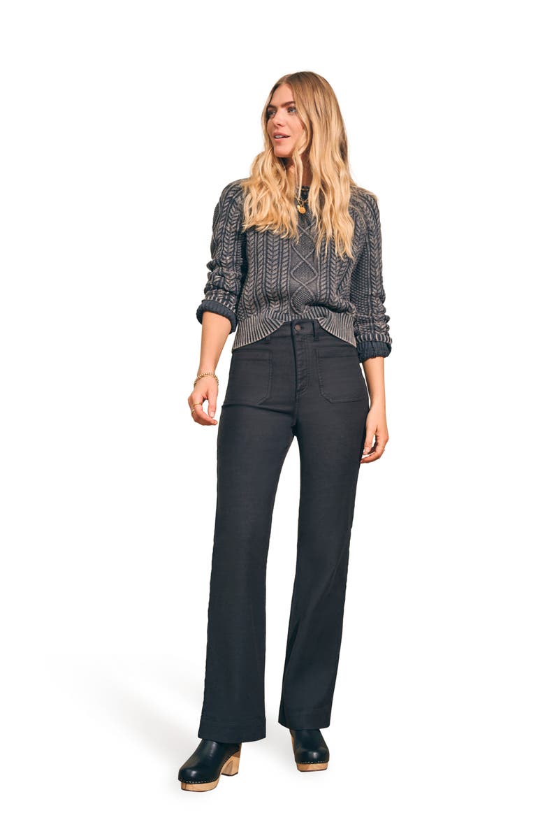 Faherty Stretch Terry Wide Leg Pants, Alternate, color, Washed Black