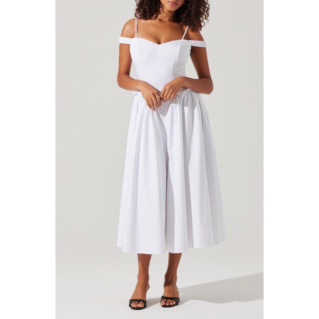 Astr The Label Elvinia Cold Shoulder Midi Dress In White