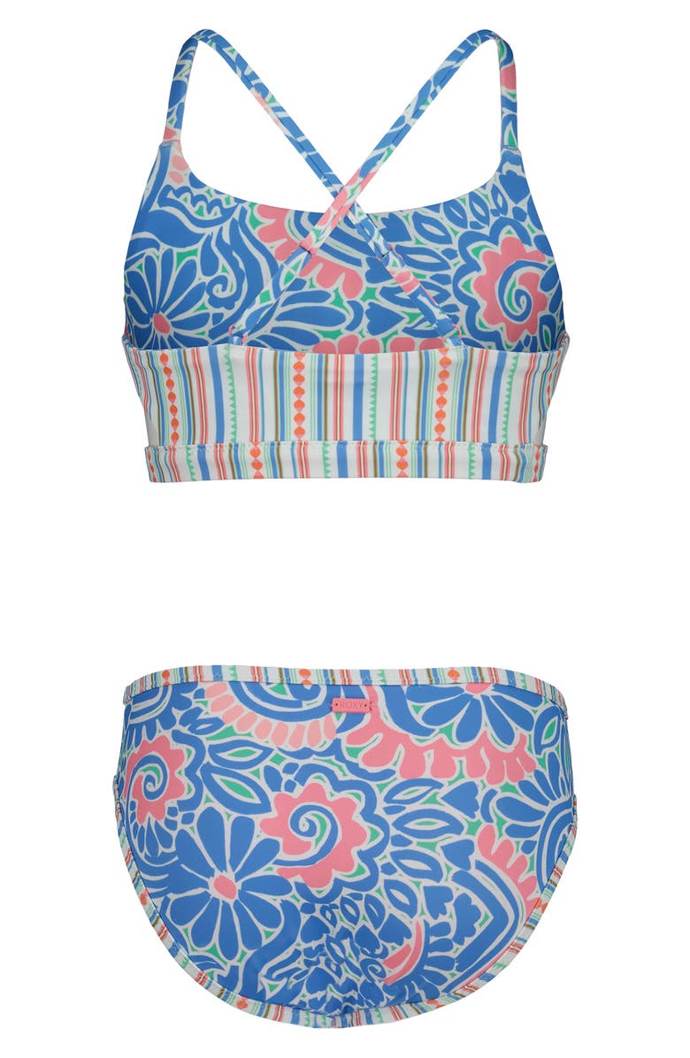 Roxy Kids' Cascais Reversible Two-Piece Swimsuit, Alternate, color, Silver Lake Blue