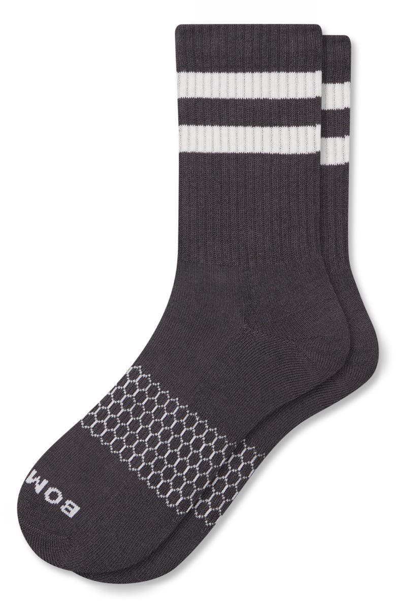 Bombas Vintage Stripes Crew Socks, Main, color, Dusty Steel