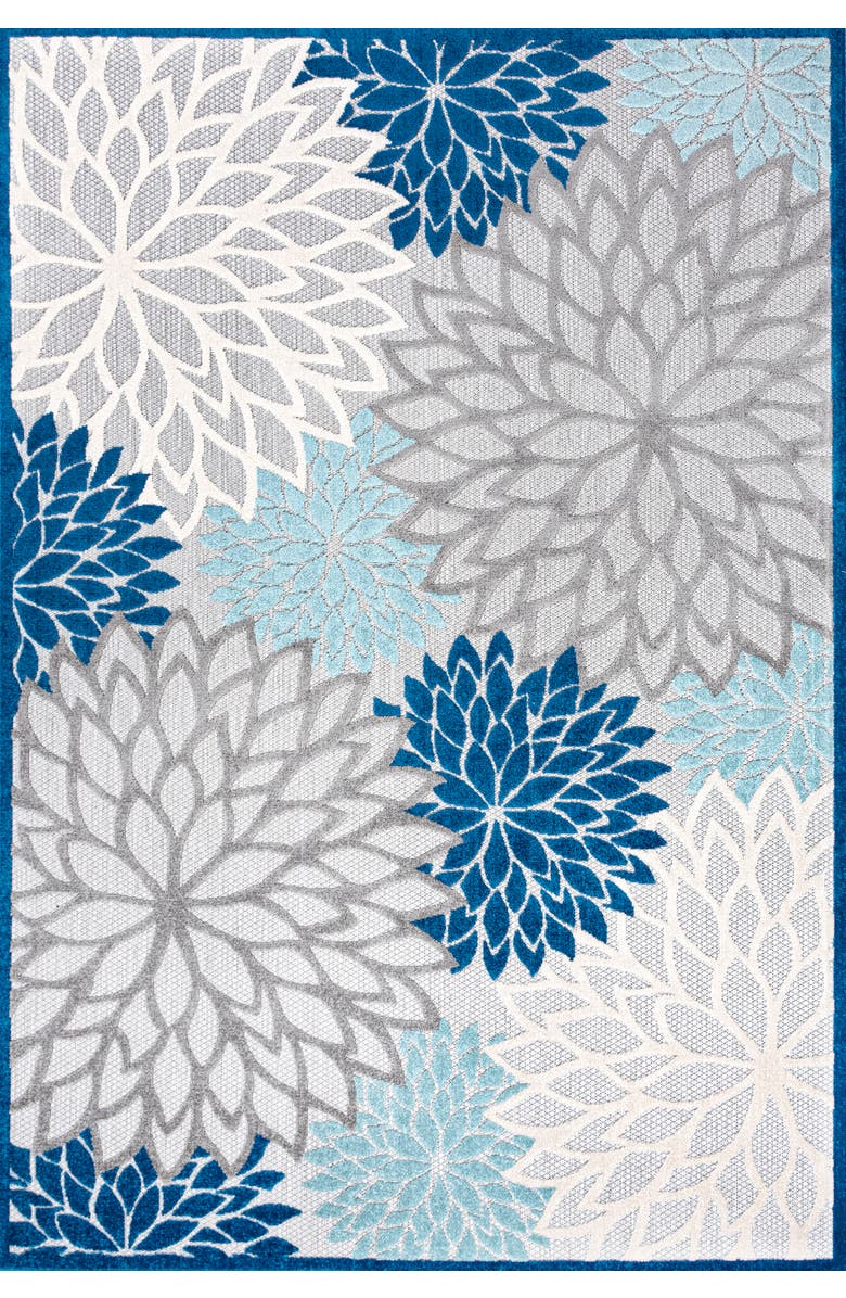 JONATHAN Y Minori Floral High-Low Indoor/Outdoor Area Rug, Main, color, Blue/Gray