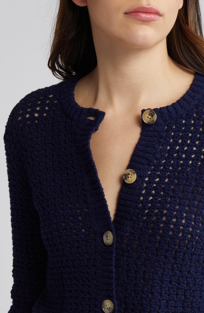 FRAME Crop Cotton Cardigan, Alternate, color, Navy