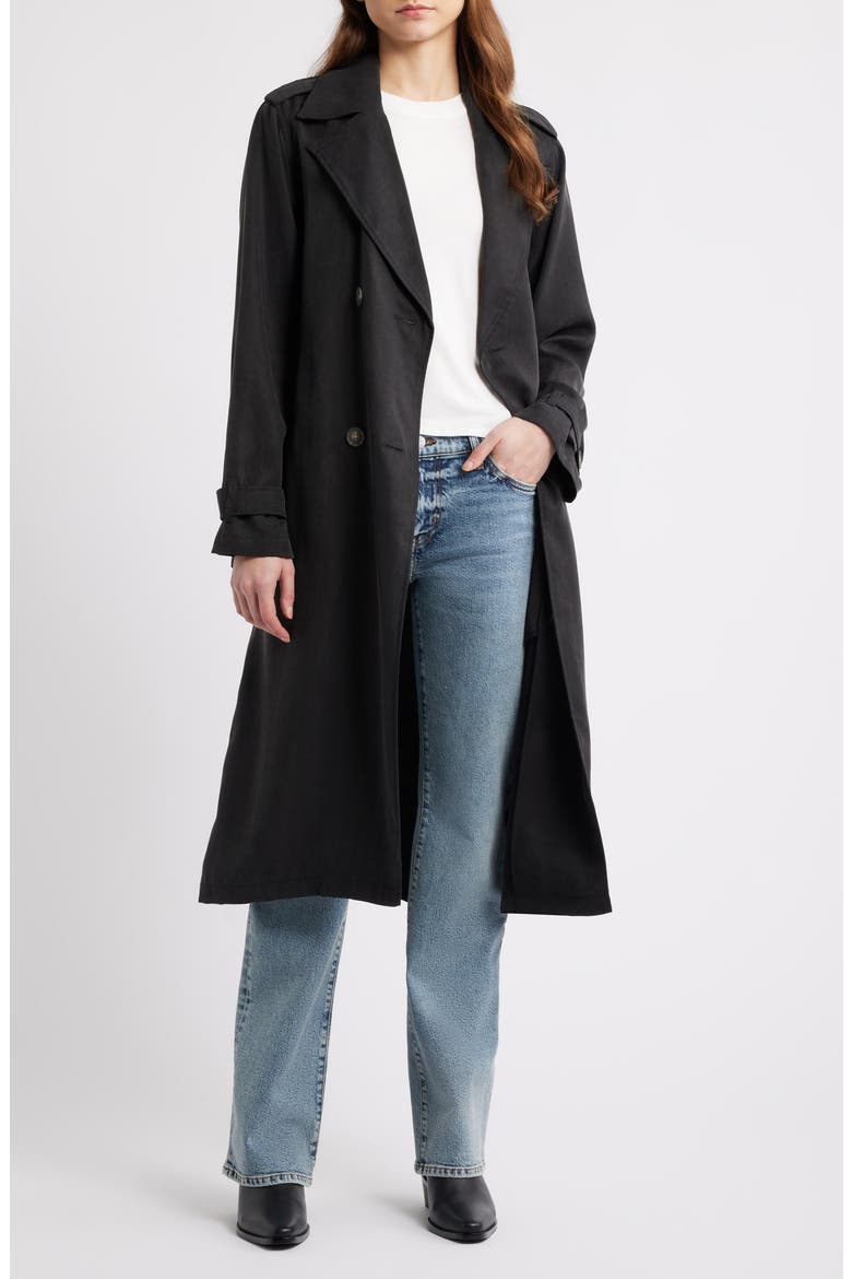 Trench Coat, Alternate, color, BLACK