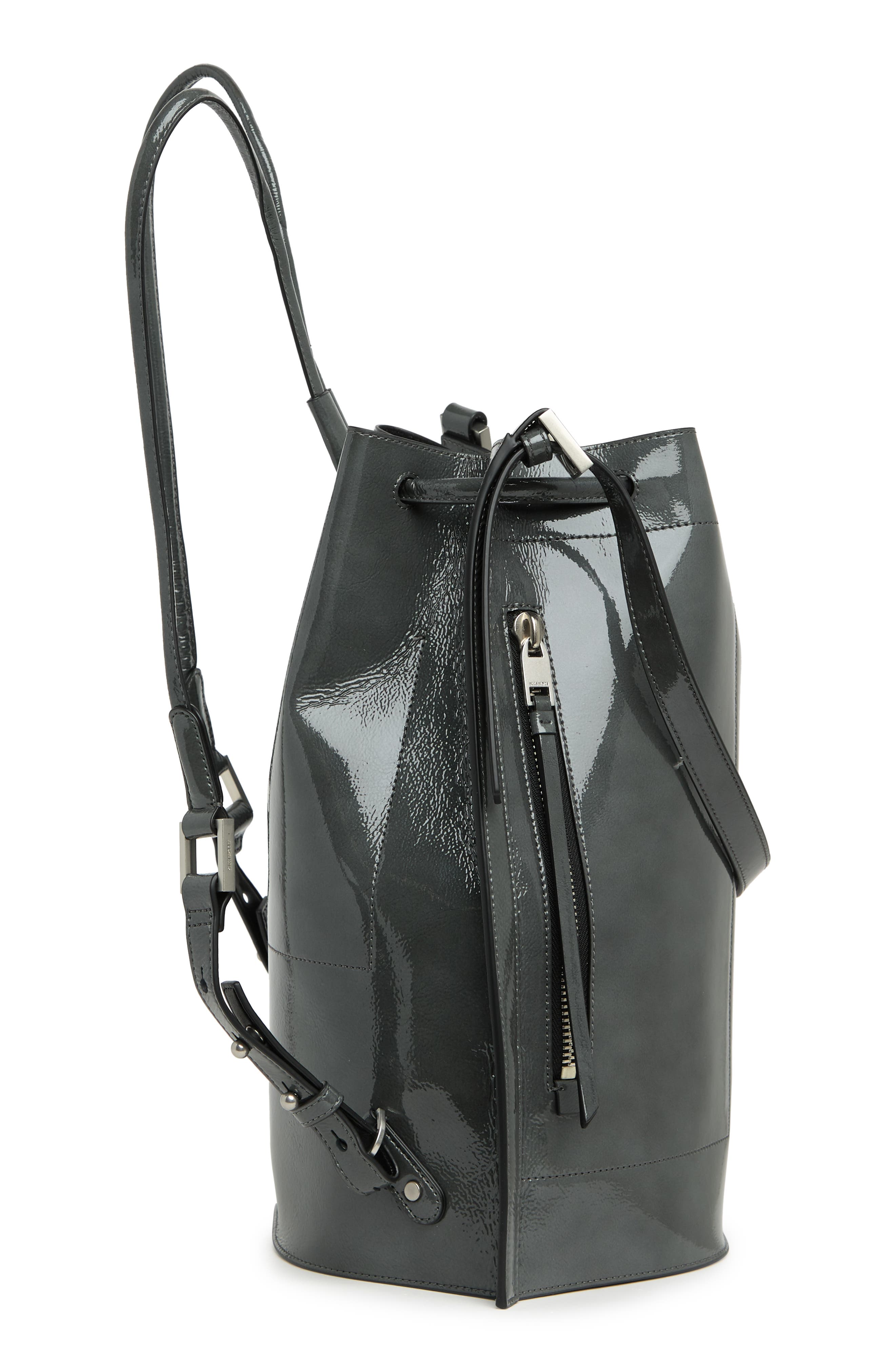 AllSaints Alpha S Patent Leather Backpack, Alternate, color, 
