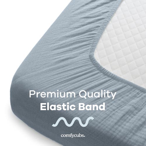 Comfy Cubs Muslin Fitted Crib Sheet In Pacific Blue