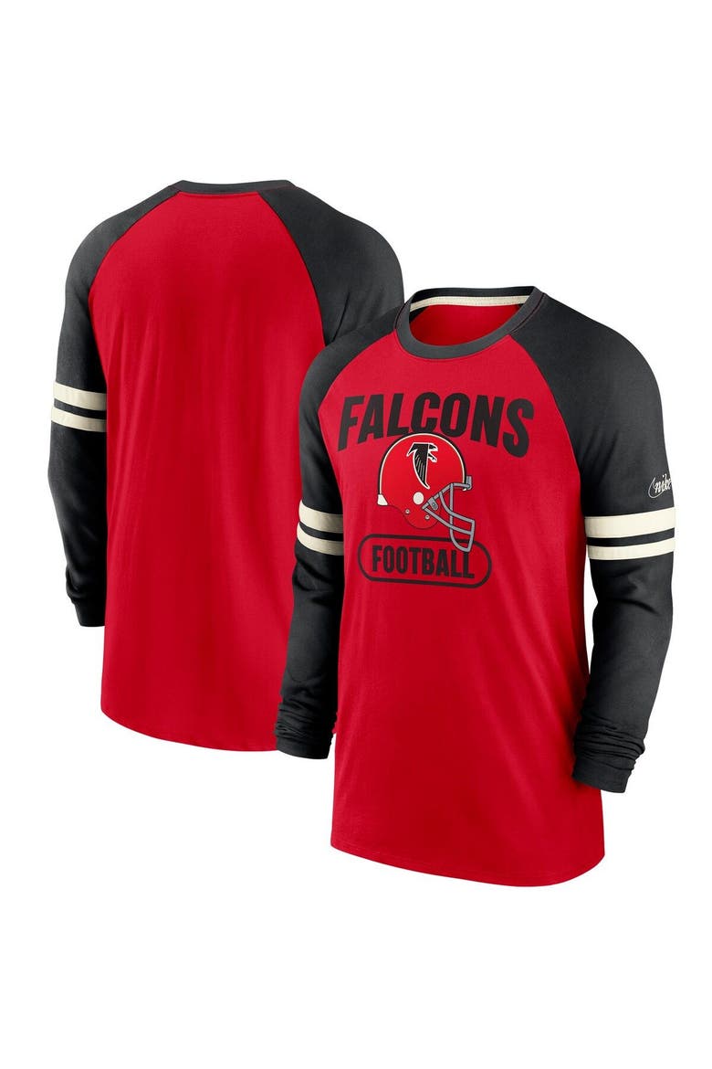 Men's Nike Red/Black Atlanta Falcons Throwback Raglan Long Sleeve T-Shirt, Main, color, Red