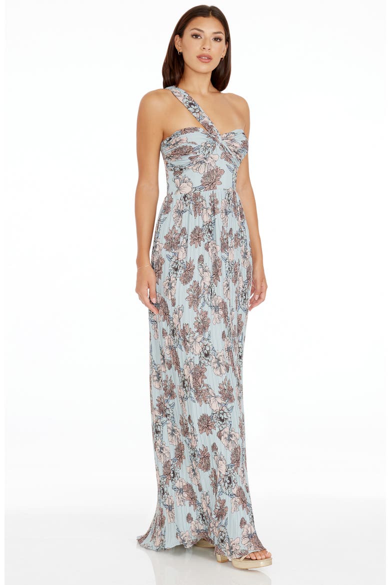 Idalia Floral One-Shoulder Gown, Alternate, color, SAGE MULTI