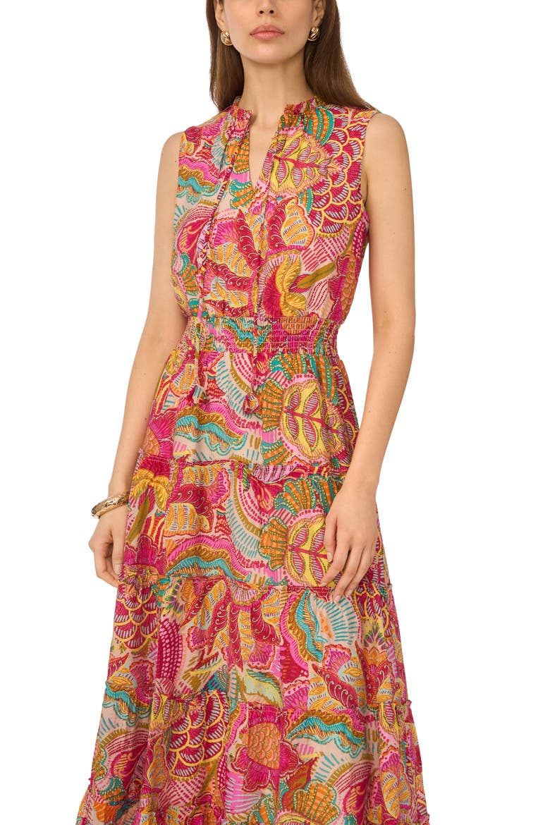 Smocked Tiered Sundress, Alternate, color, PINK MULTI