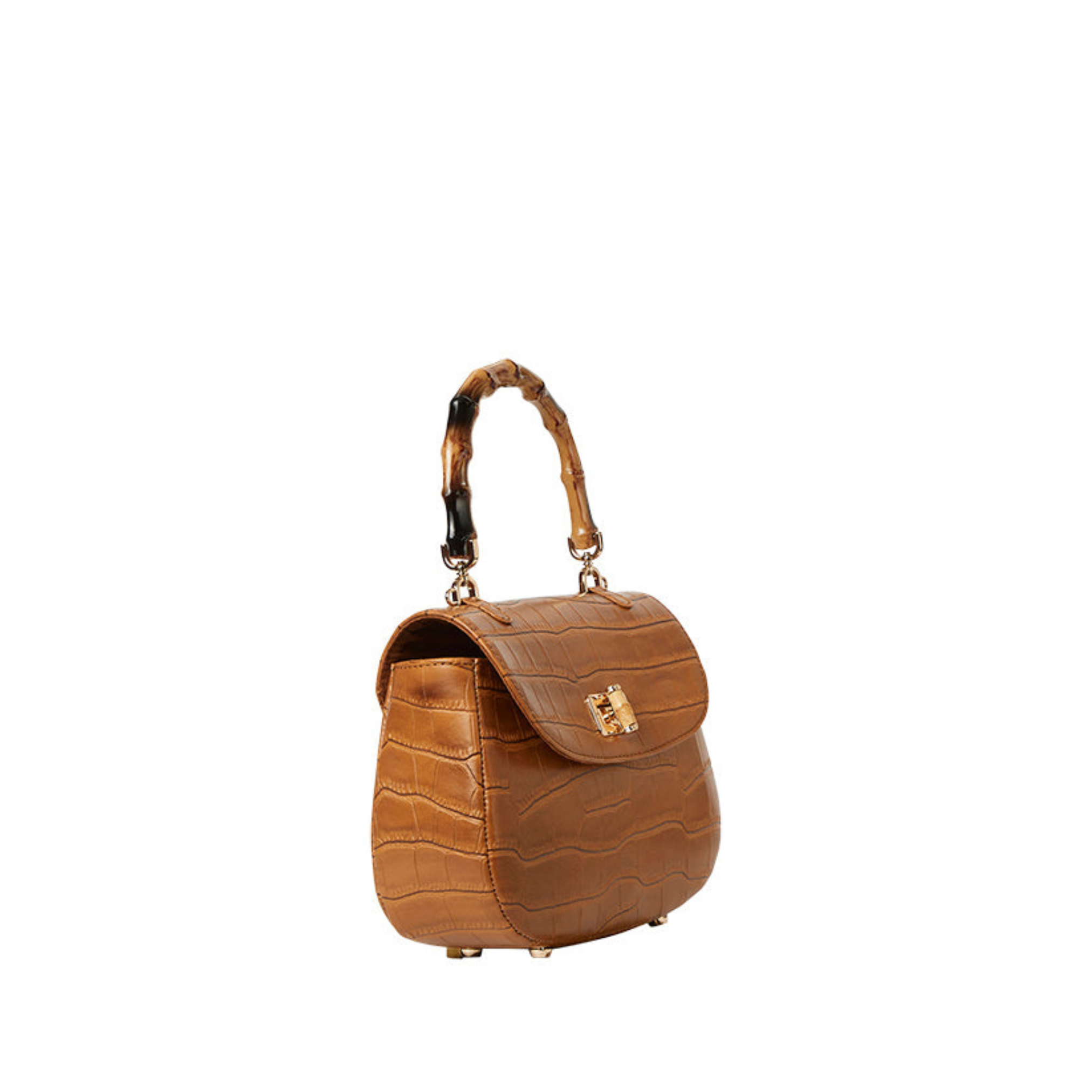 The Chloe Leather Handbag, Alternate, color, Brown Croc