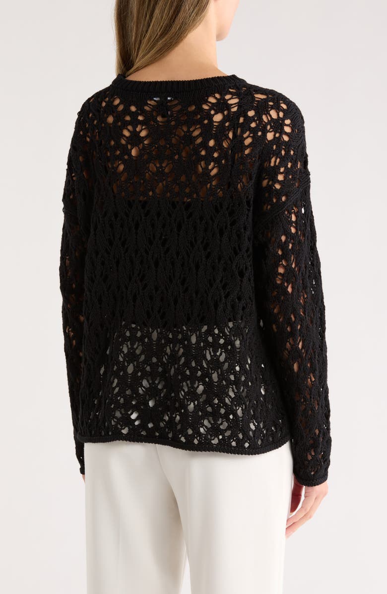 Eileen Fisher Crewneck Organic Cotton Sweater, Alternate, color, Black