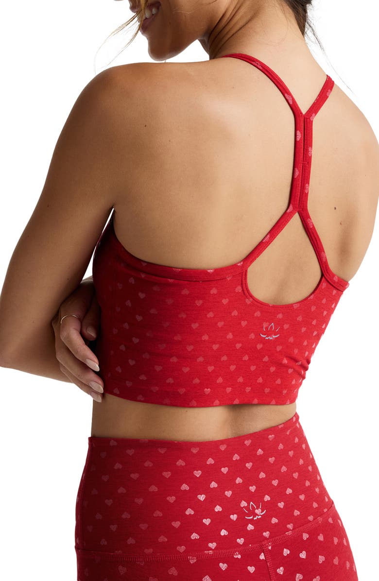 Beyond Yoga Softshine Racerback Crop Tank, Alternate, color, Holly Red Ditsy Hearts