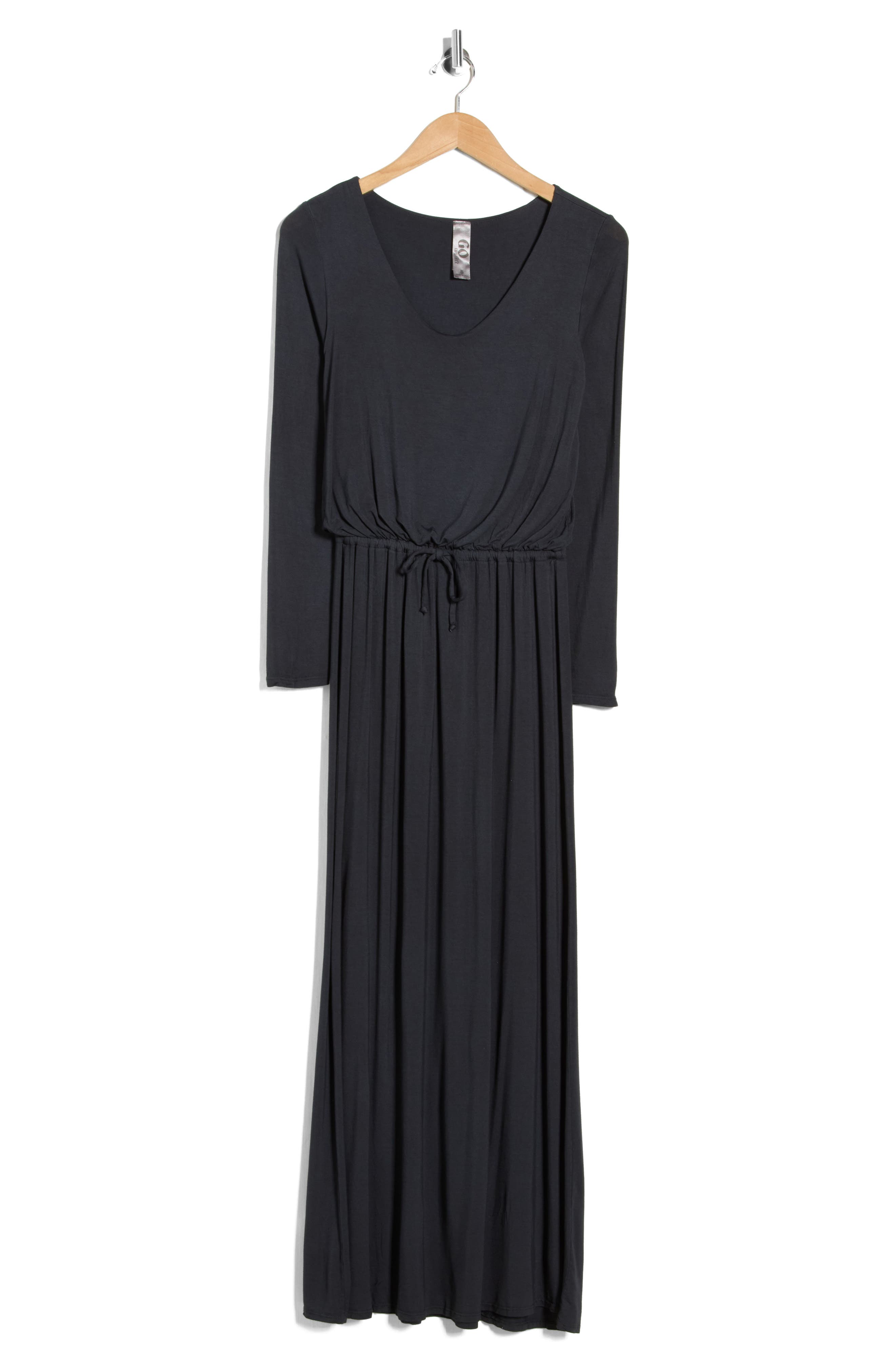 GO COUTURE Long Sleeve Tie Waist Maxi Dress