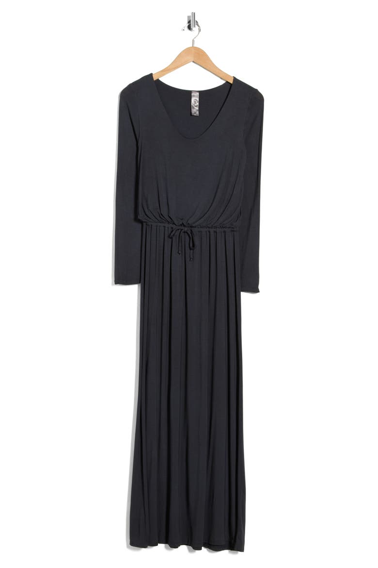 Long Sleeve Tie Waist Maxi Dress, Alternate, color, HEATHER GREY
