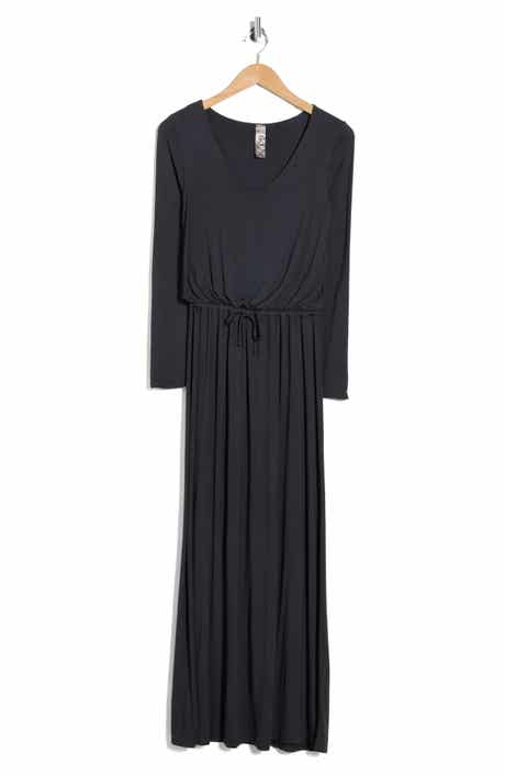 GO COUTURE Long Sleeve Tie Waist Maxi Dress