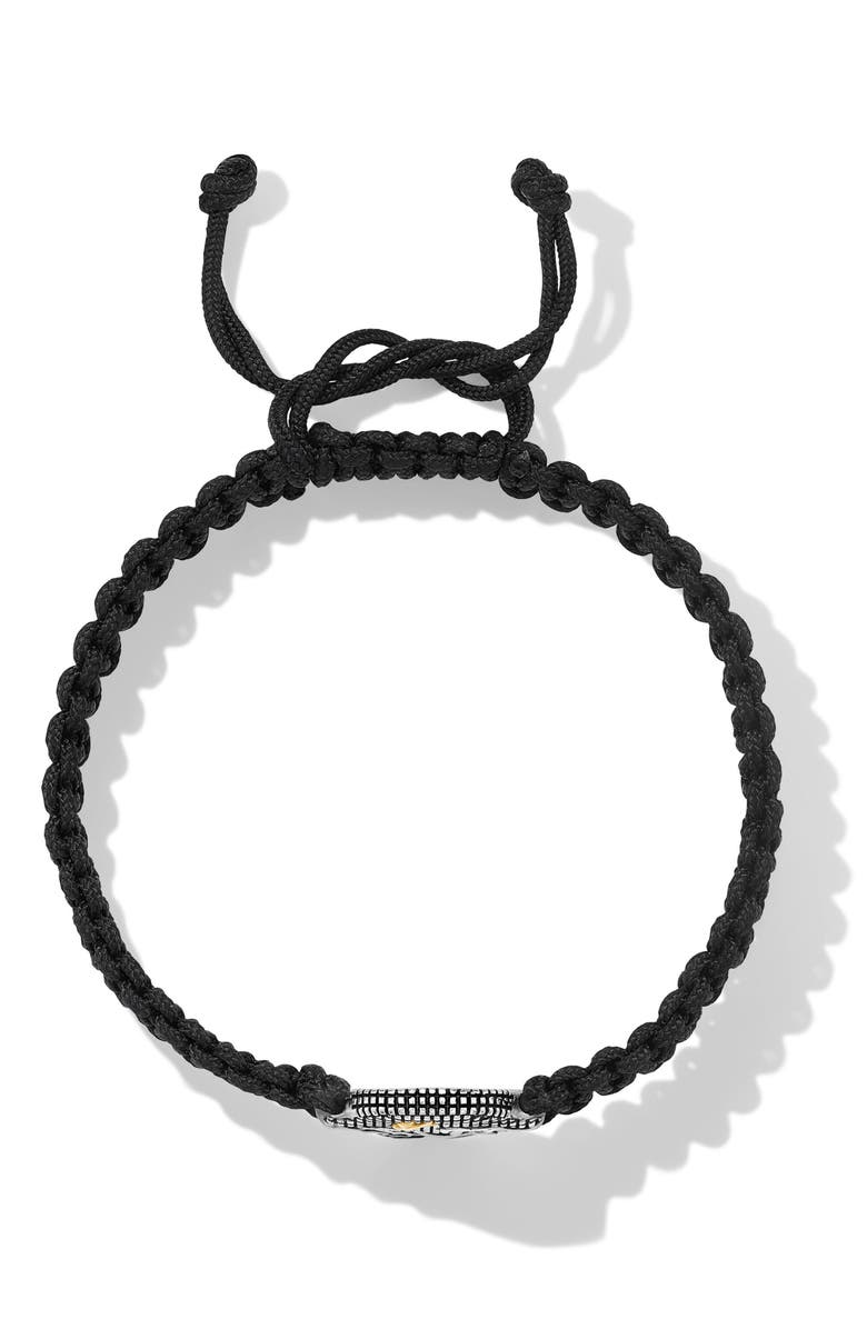 David Yurman Waves Black Nylon Woven Slider Bracelet with Sterling Silver, 15mm, Alternate, color, Sterling Silver/ Yellow Gold