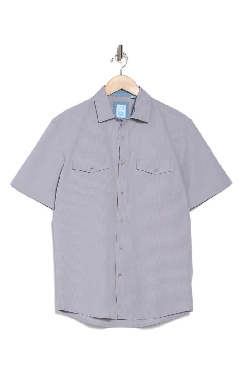 Vintage 1946 Hybrid Seersucker Short Sleeve Button-Down Shirt, Alternate, color, Silver Grey