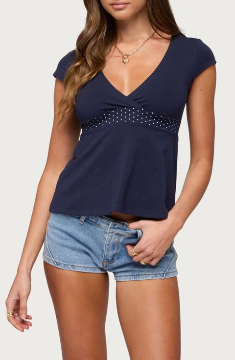 Indygo Polka Dot Babydoll Top